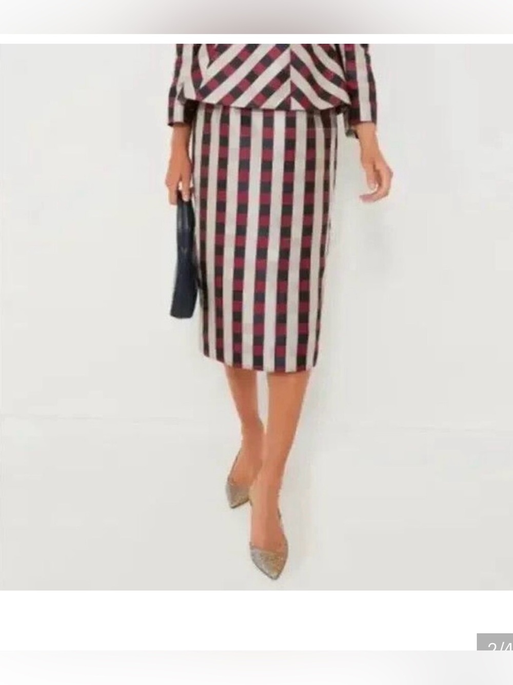 NWT Tuckernuck Jacquard Burgundy Checked Plaid Pencil Skirt XS